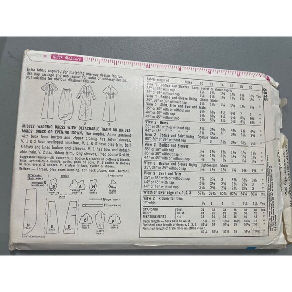 Simplicity 6825 Pattern Size 10 Misses Wedding Dress Bridesmaid Train Gown CUT - Picture 3 of 6